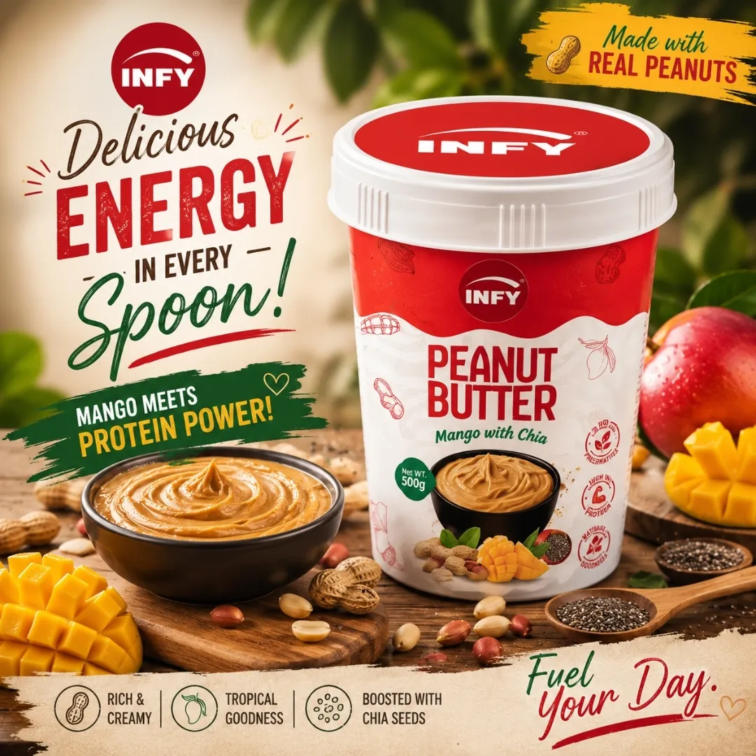 INFY Mango & Chia Flavoured Peanut Butter
